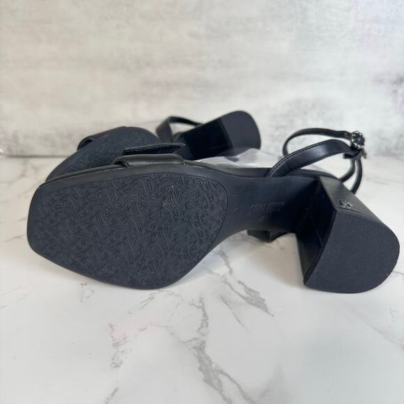 Sam & Libby Jordan High Block Heel WMNS Black US7.5 Square Toe Sandals 4" Pumps - Picture 8 of 9